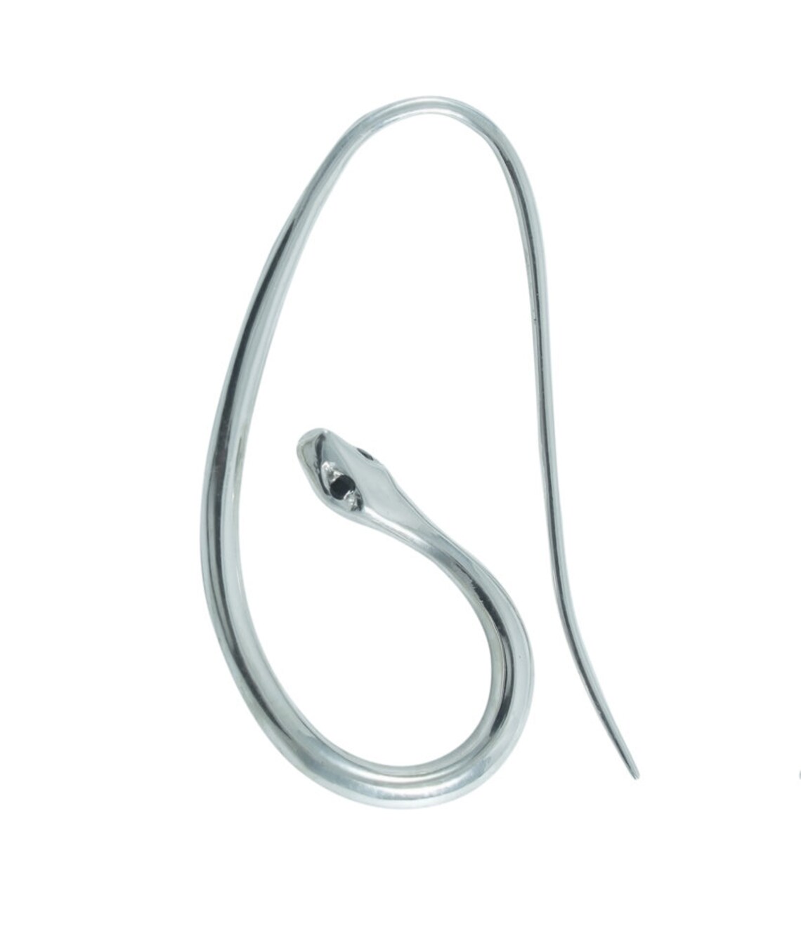 Sterling Silver Snake Hoop Earrings With Black Spinel in Eyes Etsy