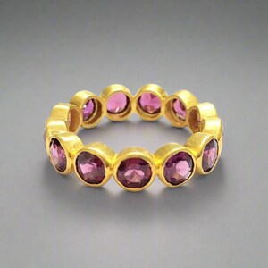 Rhodolite Garnet 18k Gold Ring, Natural Garnet Ring, Women Gift ring, Gift for Her, Bridal Band, Gold Jewelry, Pink Stone Ring