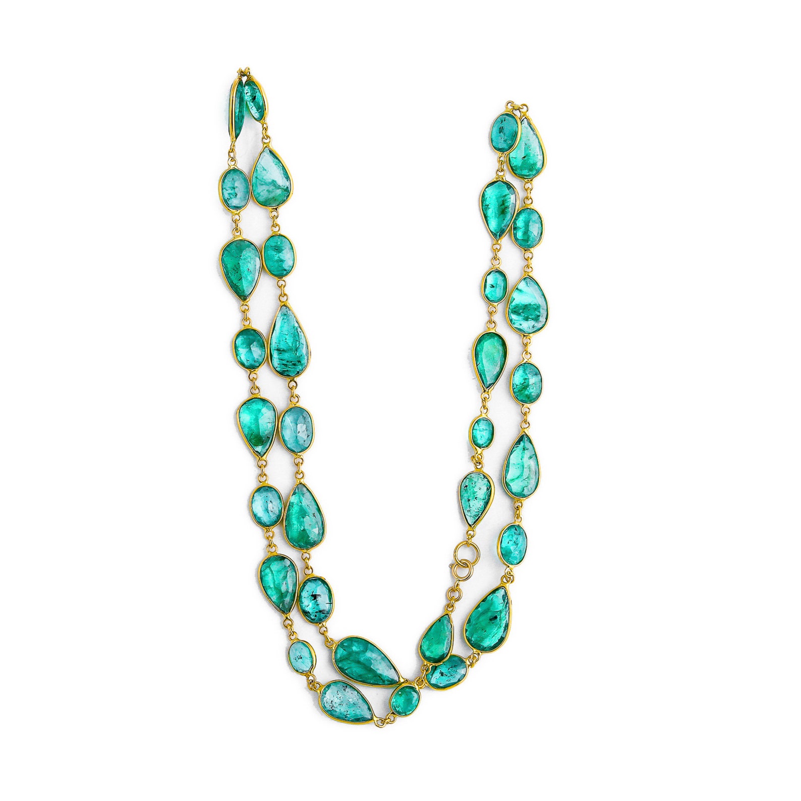 Natural Zambian Emerald With 18k Gold Chain Necklace Emerald Etsy