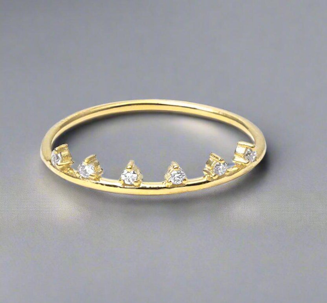 18k Gold Diamond Eternity Ring: Stackable Wedding Band - Etsy