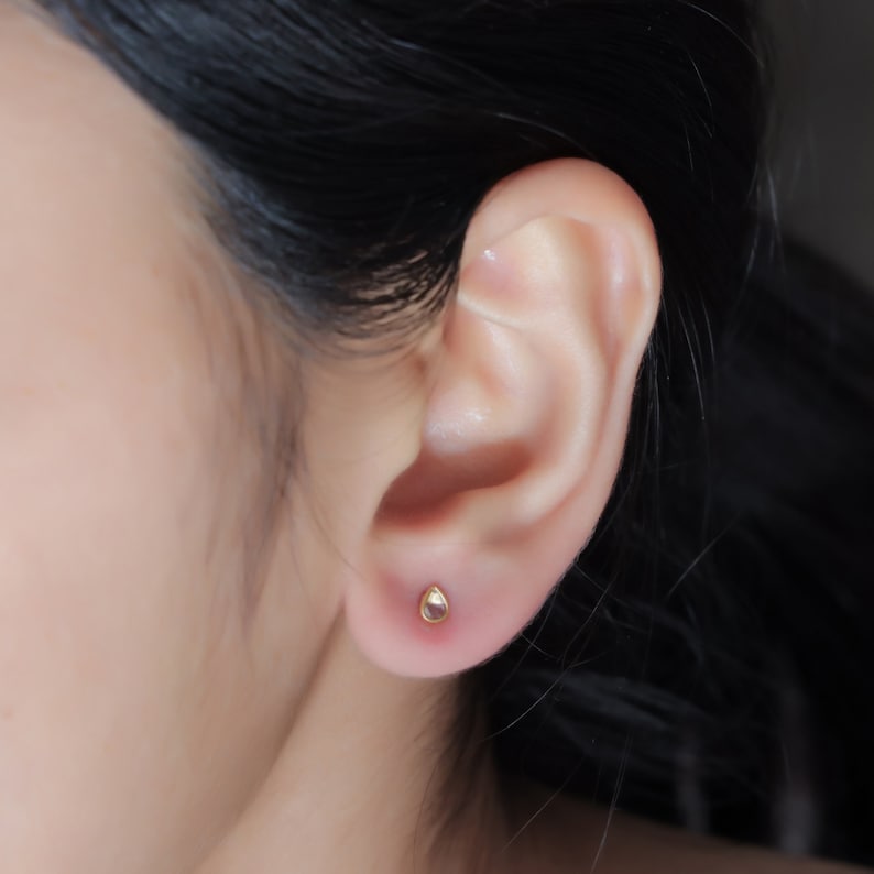 Minimalist Diamond Studs – Small Rose Cut Diamonds in Solid 9K Gold for Everyday Elegance