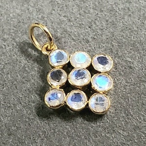 Handmade 14k Gold Rainbow moonstone Pendant, Blue Flash, DIY Jewelry Findings, Multi gemstone pendant, Necklace Findings