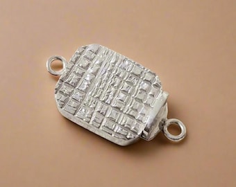 Textured Sterling Silver Box Clasp: Handmade Necklace Bracelet Connector