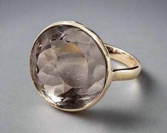 14k Gold Smoky Quartz Statement Ring: Big Gemstone Jewelry