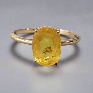 Yellow Sapphire Ring, 14k Gold Statement Ring, Engagement Ring, Sapphire Wedding Ring, Stacking Rings, Proposal Rings, Gift For women
