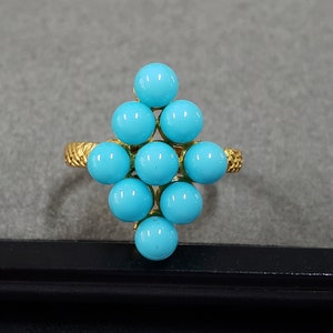 Dainty Sky Blue Synthetic Turquoise Gold Vermeil Ring, Delicate Ring, Turquoise Ring, Cabochon Turquoise, Turquoise Jewelry, Rings For Women
