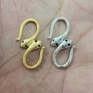Elegant Gold Vermeil & Starling Silver Snake Clasp with Black Spinel Accents