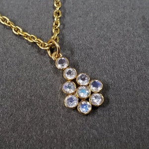 14k Gold Pendant With Natural Rainbow Moonstone, Handmade Pendant, DIY Pendant, Necklace Findings, Blue Flash Moonstone