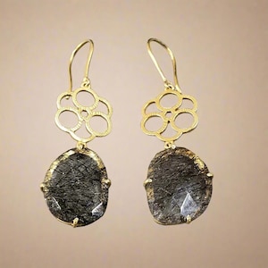 Handmade Gold Vermeil Rutile Quartz Earring, Prong Setting Dangle Earring, Women Jewelry, Silver Jewelry, Dainty Earring