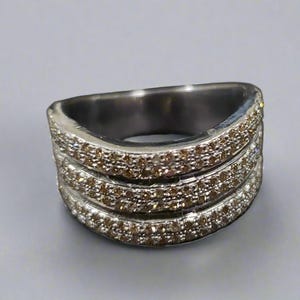 Natural Diamond Sterling Silver Ring, Genuine Diamond, Silver Band, Diamond Anniversary Ring, Handmade 925 Silver Ring