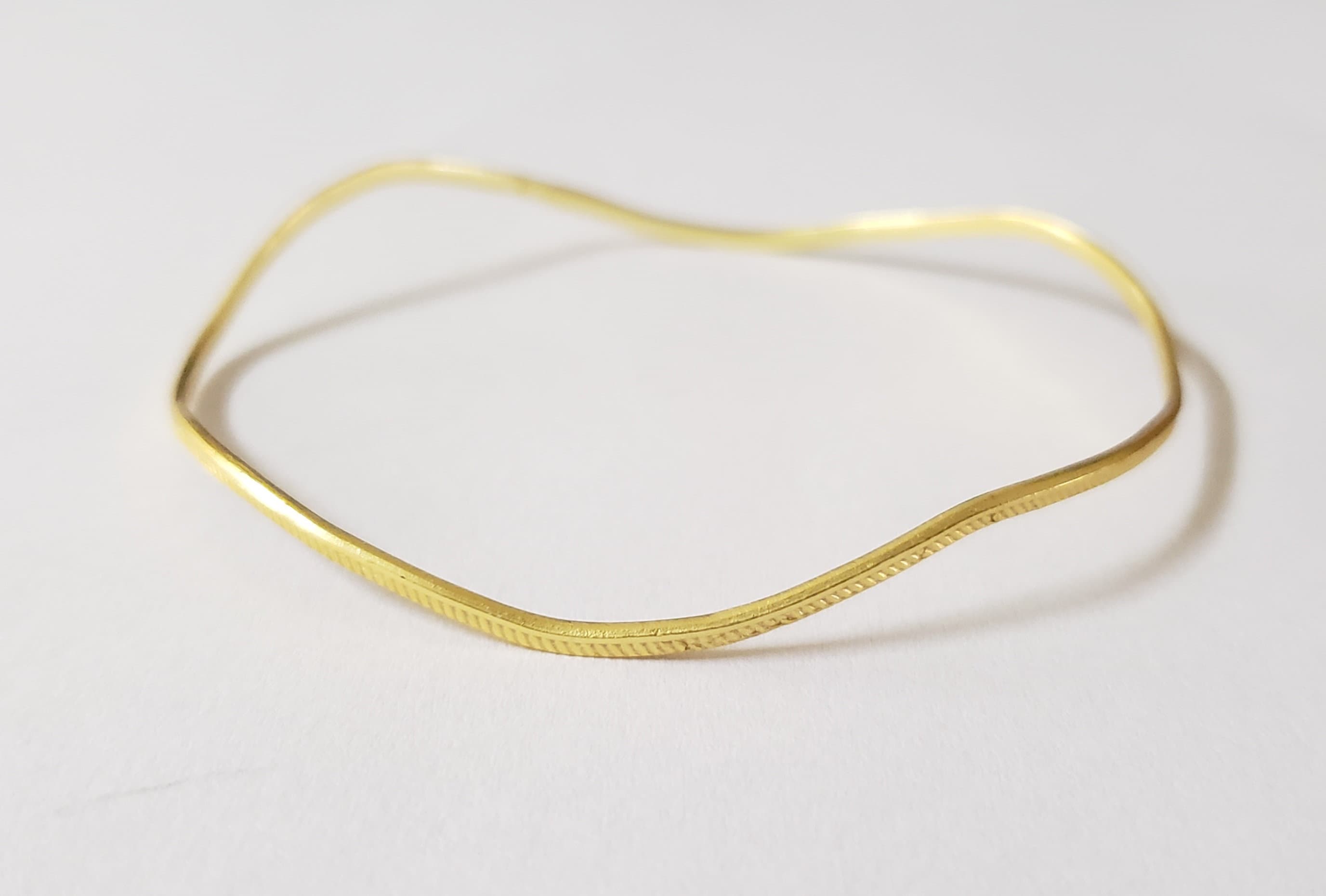 Gold Vermeil Wave Bangle: Handmade 925 Silver Twisted