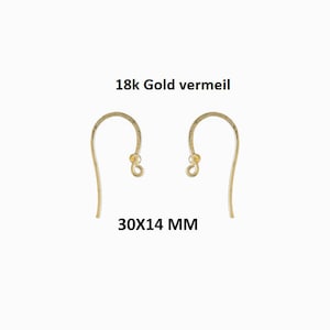 Set of 100 pairs 30X14 MM Ear Wire, Gold Vermeil DIY, Jewelry Making, Silver French Hook Earring, Wholesale jewelry Findings, Components