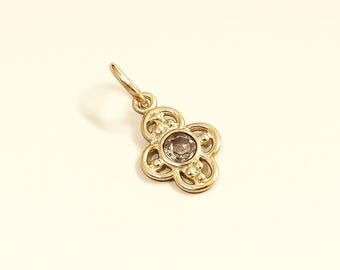 Delicado dije rústico de diamante en oro de 18 quilates / Joyería de diseño hecha a mano / Corte rosa