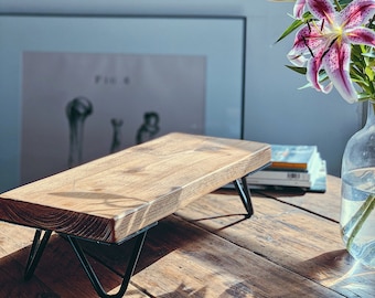 Monitor Stand for Desk. Free standing desk shelf, suitable as a monitor riser, desk organiser or plant stand. Gift for working from home.