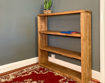 Rustic Reclaimed Pine Wood Bookcase: Customisable Home Office Bookshelf