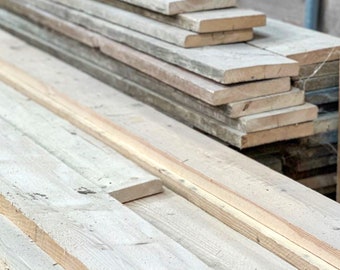 Reclaimed Scaffold Boards Cut To Size and Kiln Dried. Unfinished & Unsanded. Great for Rustic Shelves or DIY Furniture. Old or New Boards.