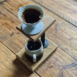 V60 Coffee Brewing Station Industrial Style Dripper Stand For Pour Over Coffee Reclaimed Wood Drip Stand for Coffee image 3