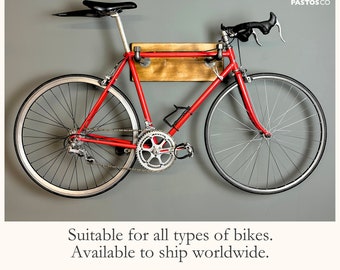 Industrial Rustic Bike Rack. Wall Mounted Bike Display Rack. Wooden Bicycle Storage. Cyclist Gift. Suits Road Bikes and Flat Bar Bicycles.