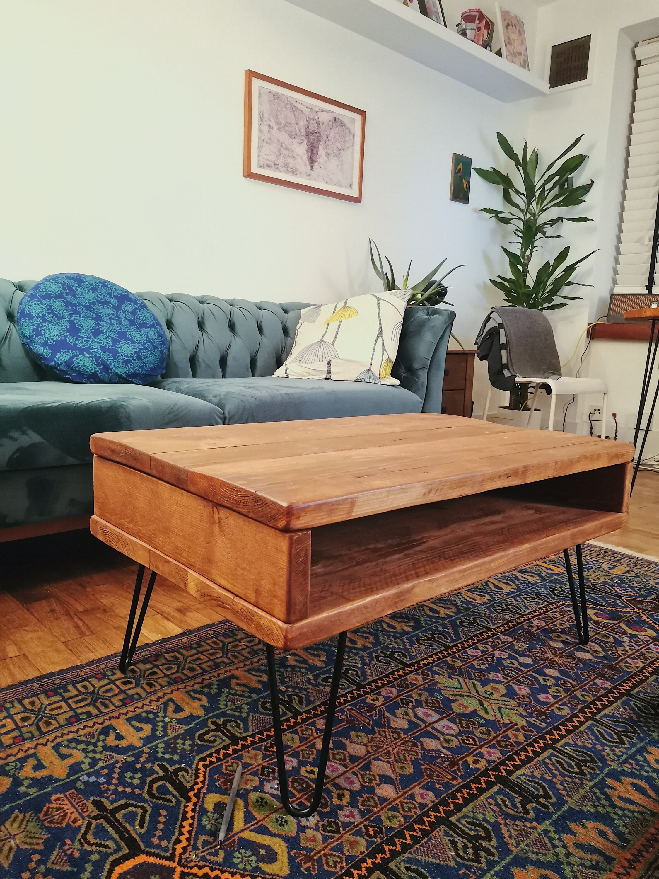 Extendable Height Rustic Coffee Table Storage Space With Etsy UK