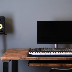 Rustic Studio Desk Rustic Studio Desk: Solid Wood Music Production Desk With Sliding ...