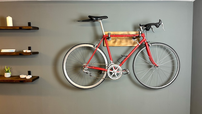 Rustic Bike Rack Industrial Rustic Bike Rack. Wall Mounted Bike Display Rack. Wooden ...