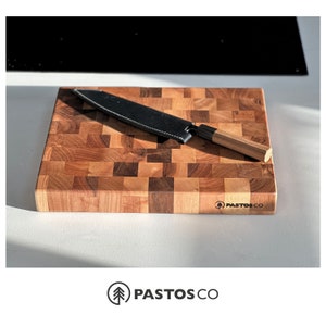 End Grain Chopping Board. Solid Walnut Butcher Block for Kitchen. Extra thick 5cm Cutting Board. Gift for Wedding, New Home, Housewarming. image 5