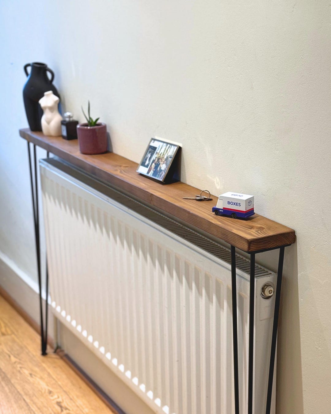 Slim Rustic Console Table. Reclaimed Wood Hallway Radiator Shelf With ...