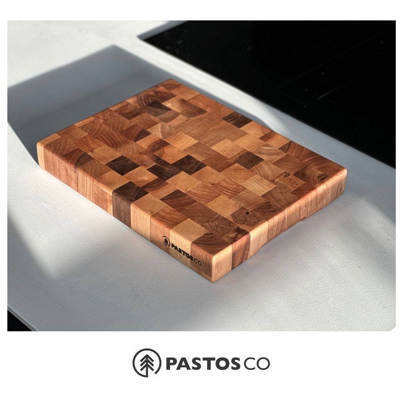 End Grain Chopping Board. Solid Walnut Butcher Block for Kitchen. Extra thick 5cm Cutting Board. Gift for Wedding, New Home, Housewarming. image 8