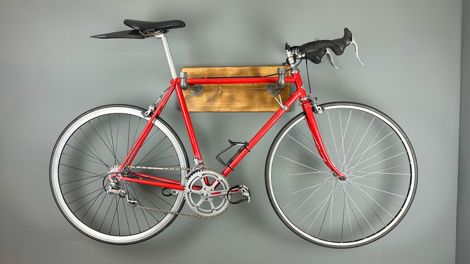 Industrial Rustic Bike Rack. Wall Mounted Bike Display Rack. Wooden ...