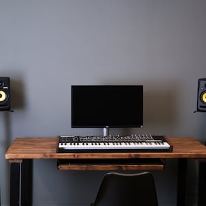 Rustic Studio Desk Rustic Studio Desk: Solid Wood Music Production Desk With Sliding ...