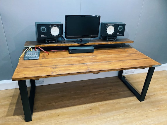 Rustic Desk Riser Shelf For Monitor Speakers Reclaimed Etsy