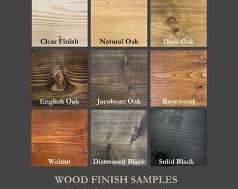 Muestras de acabados de madera: Elija entre 8 colores: roble, pino, palo de rosa, nogal y negro.