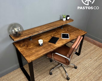 Computer Desk with Monitor Stand, Monitor Riser for Desk Accessories, Desk Organiser Shelf, Home Decor, Office Decor, Handmade