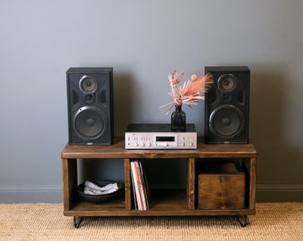 Schallplattenaufbewahrung. Sideboard mit Ablage für Schallplatte. Perfekt für Wohnzimmer als TV-Ständer oder Couchtisch.
