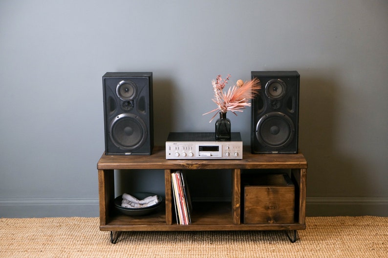 Vinyl Record Storage Stand. Sideboard with Space for Vinyl Record Display. Perfect for Living Room as TV Stand or a Coffee Table. image 1