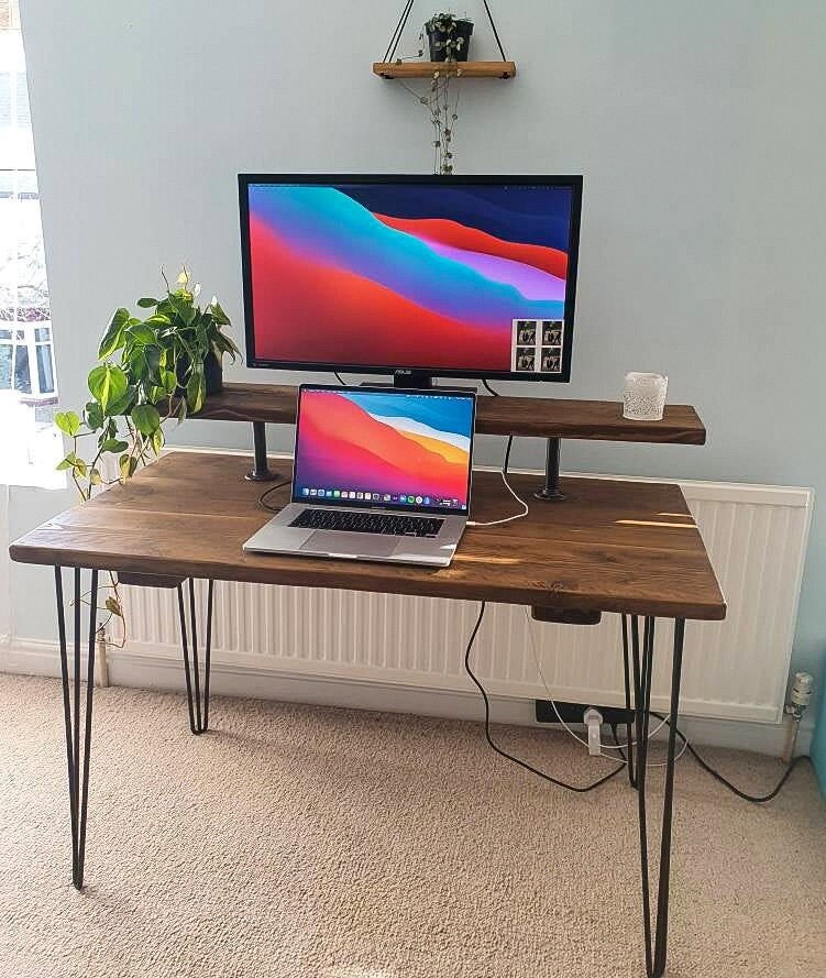 Crowter Industrial Desk Wooden With Hairpin Legs And India Crowter Industrial Desk Wooden, Best Wood Finish For Desk Reddit