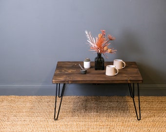 Coffee Table with Reclaimed Wood Rustic Coffee Table with Hairpin Legs Side Table with Square Legs Low Coffee Table