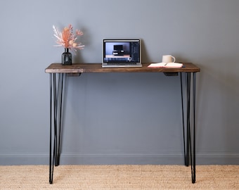 Handmade Reclaimed Wood Standing Desk: Industrial Hairpin Legs