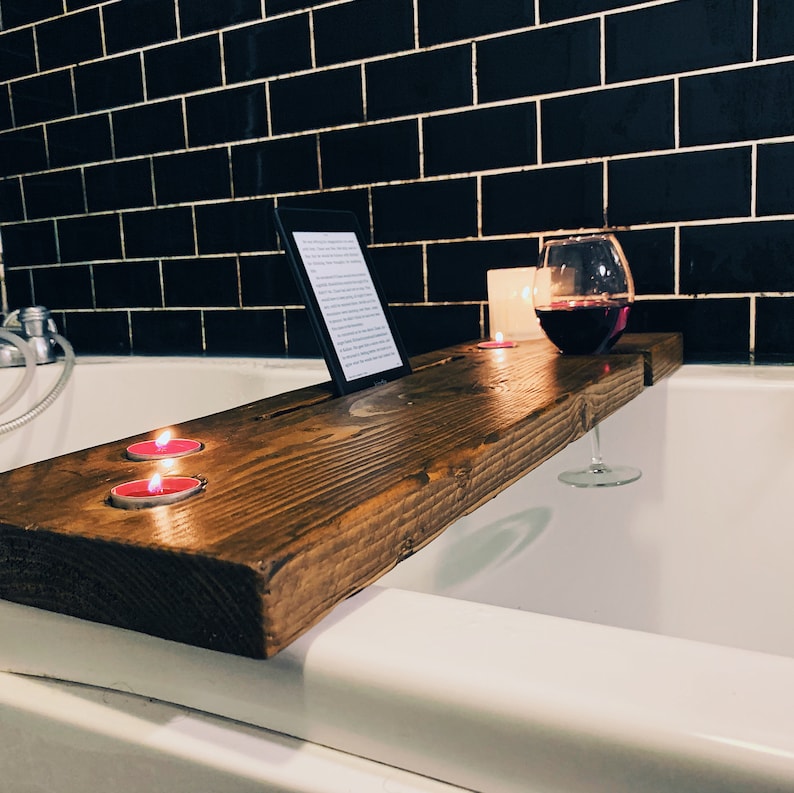 Rustic Wood Bath Caddy - Thumbnail 3