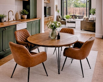 Round Dining Table Solid Wood, Rustic Kitchen Table, Handmade Wood Dining Table, Industrial Dining Table, Round Table