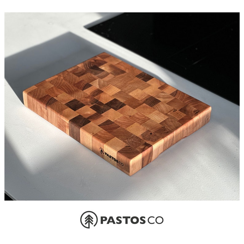 End Grain Chopping Board. Solid Walnut Butcher Block for Kitchen. Extra thick 5cm Cutting Board. Gift for Wedding, New Home, Housewarming. image 9