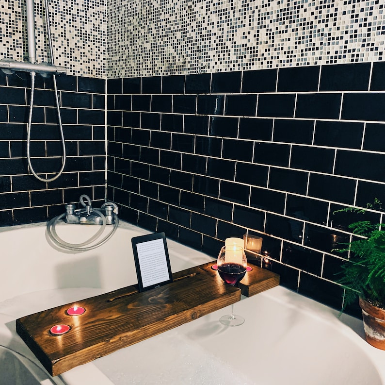 Rustic Wood Bath Caddy - Thumbnail 2