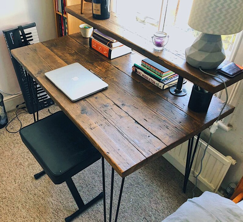 Rustic Computer Desk - Extra Riser Shelf For Monitor