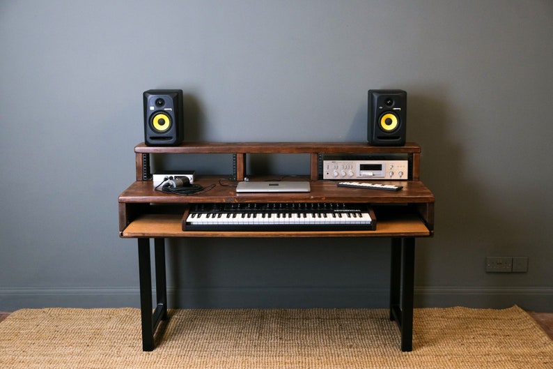 Studio Desk Modern Rustic Design Riser Shelf 19 Etsy