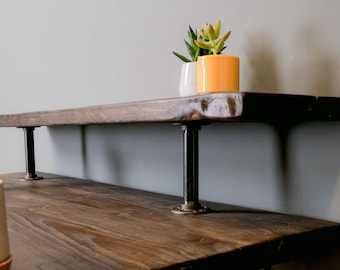 Rustic Monitor Stand for Desk - Handmade Wooden Riser for Better Viewing Angle. Monitor Shelf for Home Office Desk. Riser Shelf for Speakers