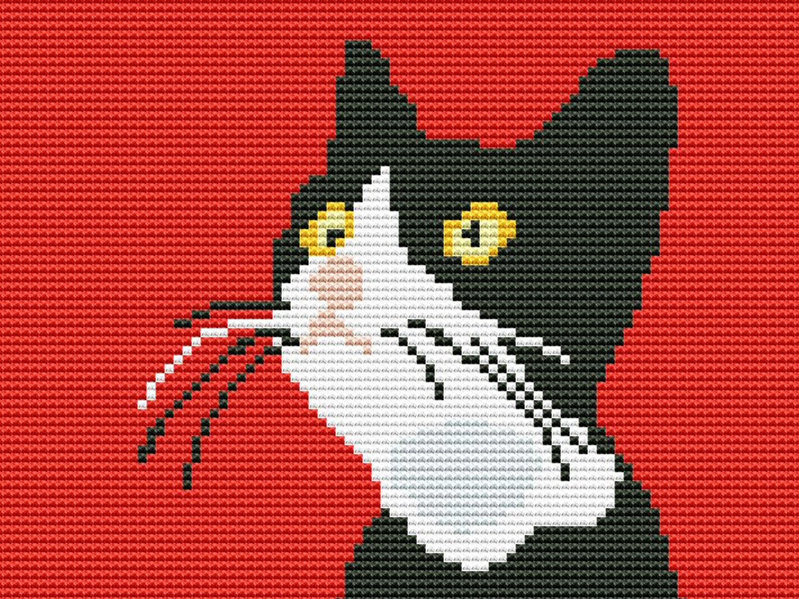 Black and White Cat Cross Stitch Pattern. Cat Desing Etsy