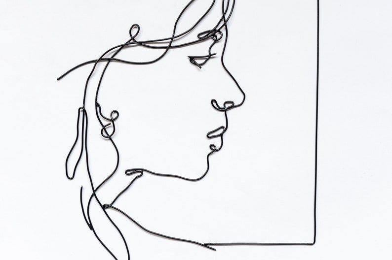 Girl Framed Portrait Profile Wire Wall Art. Metal Modern Etsy