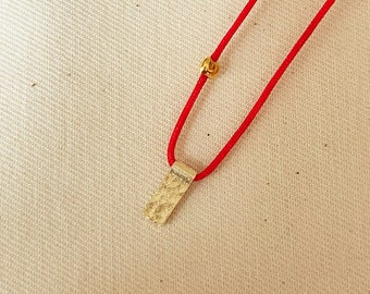 925 Sterling Silver Necklace, Gold Plate Necklace, Gold Plate Necklace, Red String Necklace, Minimal Red Necklace,