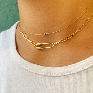 925 sterlingzilveren veiligheidsspeld ketting, gouden ketting ketting, gouden ketting choker, esthetische gouden ketting,