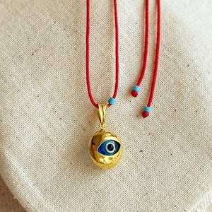 Collier mauvais œil en argent sterling : ficelle rouge, bijoux de protection réglables